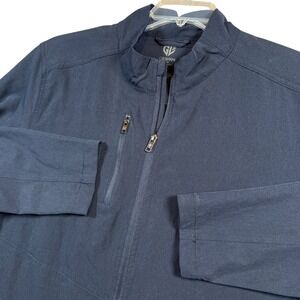 GRAHAM LUXE Men Full Zip Jacket Navy Blue Lightweight Performance Jacket Large